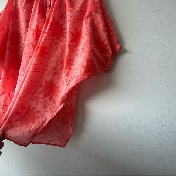 New VIRGINIA JOHNSON ARTIST TUNIC  RED/PINK DRAGONFLOWER - Picture 6 of 10